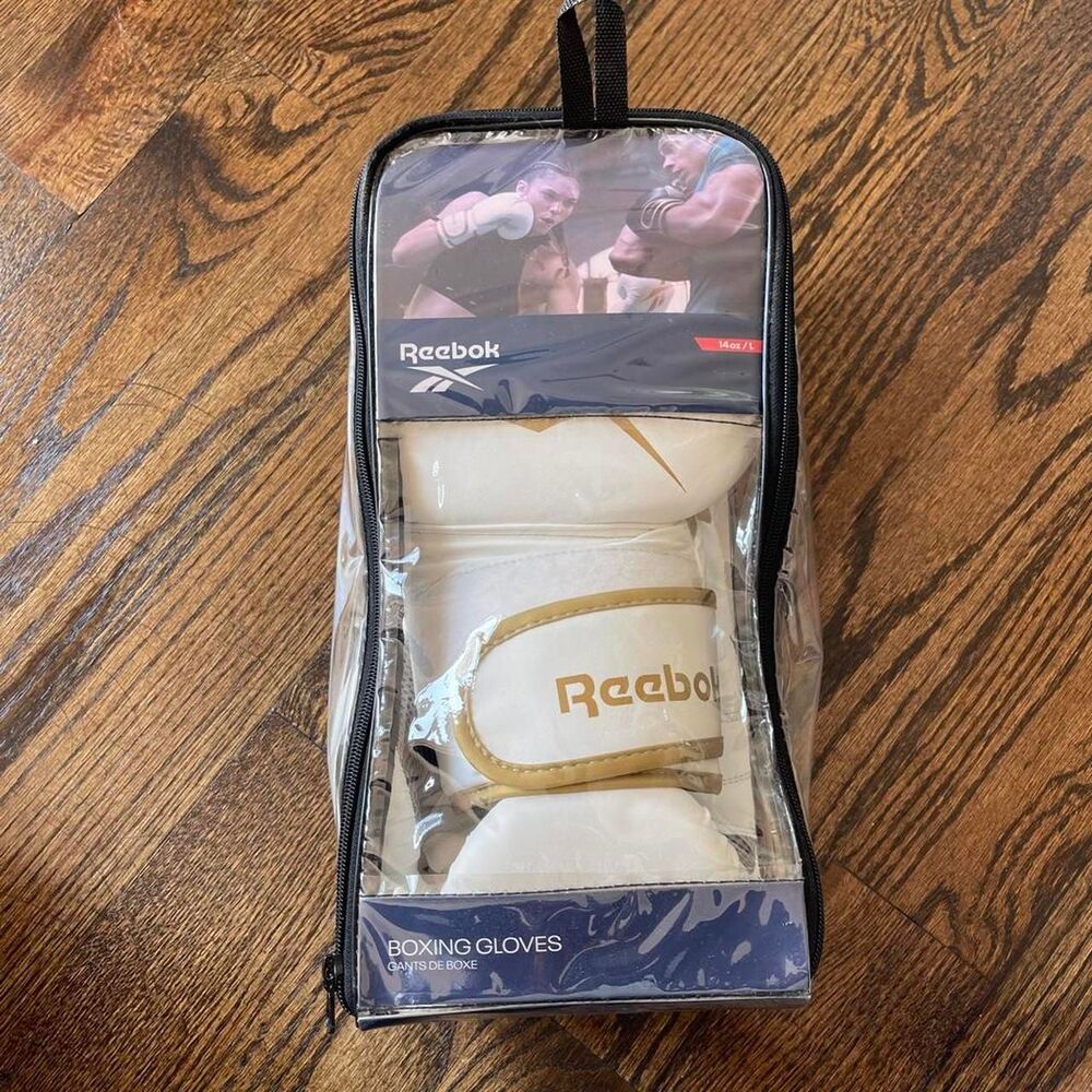 Reebok Men's White and Black Gloves